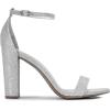 DREAM PAIRS Women’s Hi-Chunk High Heel Pump Sandals(Silver/Glitter)