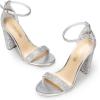 DREAM PAIRS Women’s Hi-Chunk High Heel Pump Sandals(Silver-rhinestone)