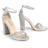 DREAM PAIRS Women’s Hi-Chunk High Heel Pump Sandals(Silver-rhinestone)