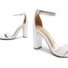 DREAM PAIRS Women’s Hi-Chunk High Heel Pump Sandals(White/Pu)