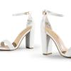 DREAM PAIRS Women’s Hi-Chunk High Heel Pump Sandals(White-pearl)