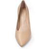 DREAM PAIRS Women’s High Chunky Closed Toe Block Heels Pointed Toe Wedding Party Elegant Slip On Pumps Shoes(Nude/Pu)