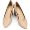 DREAM PAIRS Women’s High Chunky Closed Toe Block Heels Pointed Toe Wedding Party Elegant Slip On Pumps Shoes(Nude/Pu)