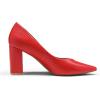 DREAM PAIRS Women’s High Chunky Closed Toe Block Heels Pointed Toe Wedding Party Elegant Slip On Pumps Shoes(Red/Pu)