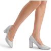 DREAM PAIRS Women’s High Chunky Closed Toe Block Heels Pointed Toe Wedding Party Elegant Slip On Pumps Shoes(Silver)