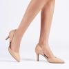DREAM PAIRS Women’s High Heel Closed Toe Dress Shoes Pumps Elegant Stiletto D’Orsay Slip On(Nude-pu)