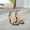 DREAM PAIRS Women’s High Heels Flower Ankle Strap Stilettos Round Open Toe Dressy Sexy Sandals(Black/Nubuck)