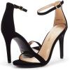 DREAM PAIRS Women’s High Heels Flower Ankle Strap Stilettos Round Open Toe Dressy Sexy Sandals(Black/Nubuck)