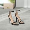 DREAM PAIRS Women’s High Heels Flower Ankle Strap Stilettos Round Open Toe Dressy Sexy Sandals(Black/Pat)