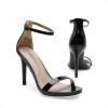 DREAM PAIRS Women’s High Heels Flower Ankle Strap Stilettos Round Open Toe Dressy Sexy Sandals(Black/Pat)