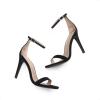 DREAM PAIRS Women’s High Heels Flower Ankle Strap Stilettos Round Open Toe Dressy Sexy Sandals(Black/Suede)