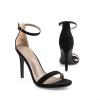 DREAM PAIRS Women’s High Heels Flower Ankle Strap Stilettos Round Open Toe Dressy Sexy Sandals(Black/Suede)