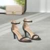 DREAM PAIRS Women’s High Heels Flower Ankle Strap Stilettos Round Open Toe Dressy Sexy Sandals(Black/Suede)