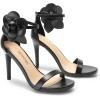 DREAM PAIRS Women’s High Heels Flower Ankle Strap Stilettos Round Open Toe Dressy Sexy Sandals(Black-pu)