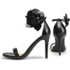 DREAM PAIRS Women’s High Heels Flower Ankle Strap Stilettos Round Open Toe Dressy Sexy Sandals(Black-pu)