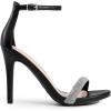 DREAM PAIRS Women’s High Heels Flower Ankle Strap Stilettos Round Open Toe Dressy Sexy Sandals(Black-rhinestone)