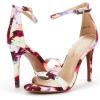 DREAM PAIRS Women’s High Heels Flower Ankle Strap Stilettos Round Open Toe Dressy Sexy Sandals(Floral)