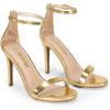 DREAM PAIRS Women’s High Heels Flower Ankle Strap Stilettos Round Open Toe Dressy Sexy Sandals(Gold-metallic)