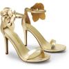 DREAM PAIRS Women’s High Heels Flower Ankle Strap Stilettos Round Open Toe Dressy Sexy Sandals(Gold-pu)