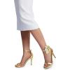 DREAM PAIRS Women’s High Heels Flower Ankle Strap Stilettos Round Open Toe Dressy Sexy Sandals(Gold-pu)