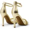 DREAM PAIRS Women’s High Heels Flower Ankle Strap Stilettos Round Open Toe Dressy Sexy Sandals(Gold-rhinestone)