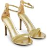 DREAM PAIRS Women’s High Heels Flower Ankle Strap Stilettos Round Open Toe Dressy Sexy Sandals(Gold-rhinestone)