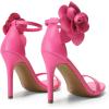 DREAM PAIRS Women’s High Heels Flower Ankle Strap Stilettos Round Open Toe Dressy Sexy Sandals(Hot Pink-pu)