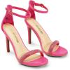 DREAM PAIRS Women’s High Heels Flower Ankle Strap Stilettos Round Open Toe Dressy Sexy Sandals(Hot Pink-rhinestone)