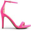 DREAM PAIRS Women’s High Heels Flower Ankle Strap Stilettos Round Open Toe Dressy Sexy Sandals(Hot Pink-suede)