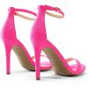 DREAM PAIRS Women’s High Heels Flower Ankle Strap Stilettos Round Open Toe Dressy Sexy Sandals(Hot Pink-suede)