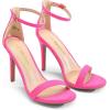 DREAM PAIRS Women’s High Heels Flower Ankle Strap Stilettos Round Open Toe Dressy Sexy Sandals(Hot Pink-suede)