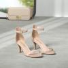 DREAM PAIRS Women’s High Heels Flower Ankle Strap Stilettos Round Open Toe Dressy Sexy Sandals(Nude)