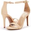 DREAM PAIRS Women’s High Heels Flower Ankle Strap Stilettos Round Open Toe Dressy Sexy Sandals(Nude/Nubuck)