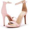 DREAM PAIRS Women’s High Heels Flower Ankle Strap Stilettos Round Open Toe Dressy Sexy Sandals(Pink)