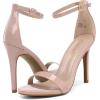 DREAM PAIRS Women’s High Heels Flower Ankle Strap Stilettos Round Open Toe Dressy Sexy Sandals(Pink/Pat)