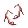 DREAM PAIRS Women’s High Heels Flower Ankle Strap Stilettos Round Open Toe Dressy Sexy Sandals(Red/Suede)