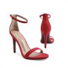 DREAM PAIRS Women’s High Heels Flower Ankle Strap Stilettos Round Open Toe Dressy Sexy Sandals(Red/Suede)