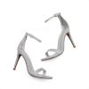 DREAM PAIRS Women’s High Heels Flower Ankle Strap Stilettos Round Open Toe Dressy Sexy Sandals(Silver)