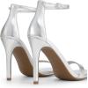 DREAM PAIRS Women’s High Heels Flower Ankle Strap Stilettos Round Open Toe Dressy Sexy Sandals(Silver-metallic)