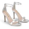 DREAM PAIRS Women’s High Heels Flower Ankle Strap Stilettos Round Open Toe Dressy Sexy Sandals(Silver-metallic)