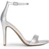 DREAM PAIRS Women’s High Heels Flower Ankle Strap Stilettos Round Open Toe Dressy Sexy Sandals(Silver-metallic)