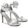 DREAM PAIRS Women’s High Heels Flower Ankle Strap Stilettos Round Open Toe Dressy Sexy Sandals(Silver-pu)