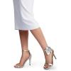 DREAM PAIRS Women’s High Heels Flower Ankle Strap Stilettos Round Open Toe Dressy Sexy Sandals(Silver-pu)