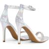 DREAM PAIRS Women’s High Heels Flower Ankle Strap Stilettos Round Open Toe Dressy Sexy Sandals(Silver-rhinestone)