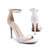 DREAM PAIRS Women’s High Heels Flower Ankle Strap Stilettos Round Open Toe Dressy Sexy Sandals(White/Pu)