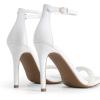 DREAM PAIRS Women’s High Heels Flower Ankle Strap Stilettos Round Open Toe Dressy Sexy Sandals(White-pearl)