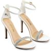 DREAM PAIRS Women’s High Heels Flower Ankle Strap Stilettos Round Open Toe Dressy Sexy Sandals(White-rhinestone)