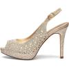 DREAM PAIRS Women’s High Heels Platform Dress Rhinestones Peep Toe Pumps Shoes(Gold/Glitter)