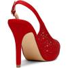 DREAM PAIRS Women’s High Heels Platform Dress Rhinestones Peep Toe Pumps Shoes(Red/Suede)