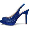 DREAM PAIRS Women’s High Heels Platform Dress Rhinestones Peep Toe Pumps Shoes(Royal/Blue/Suede)